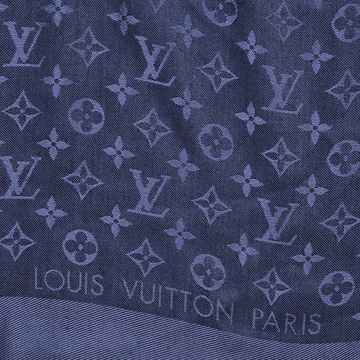 Louis Vuitton Wool Silk Monogram Shawl Blue Nuit 3 of 6