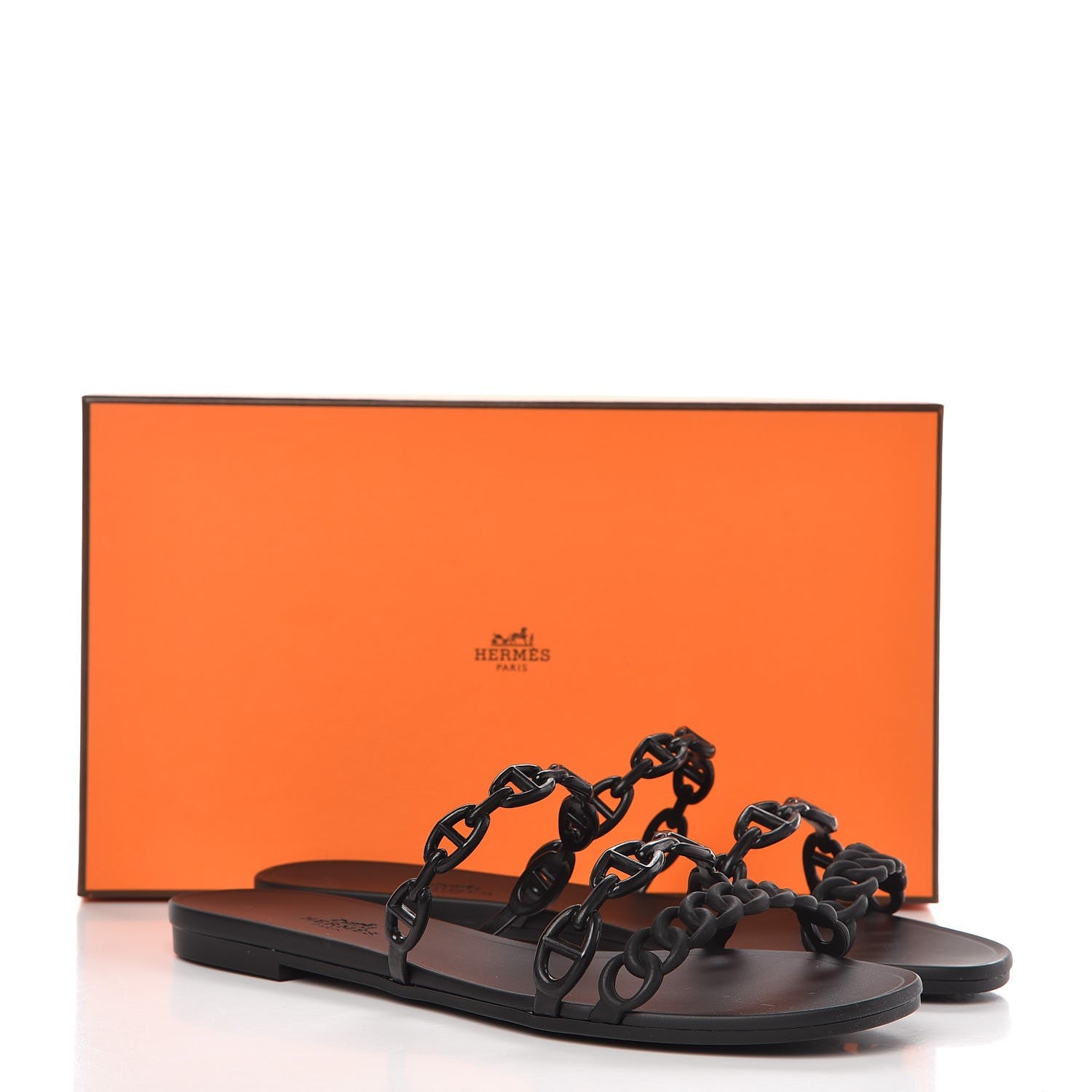Hermes Rubber Chaine d'Ancre Rivage Sandals 38 Black 8 of 8