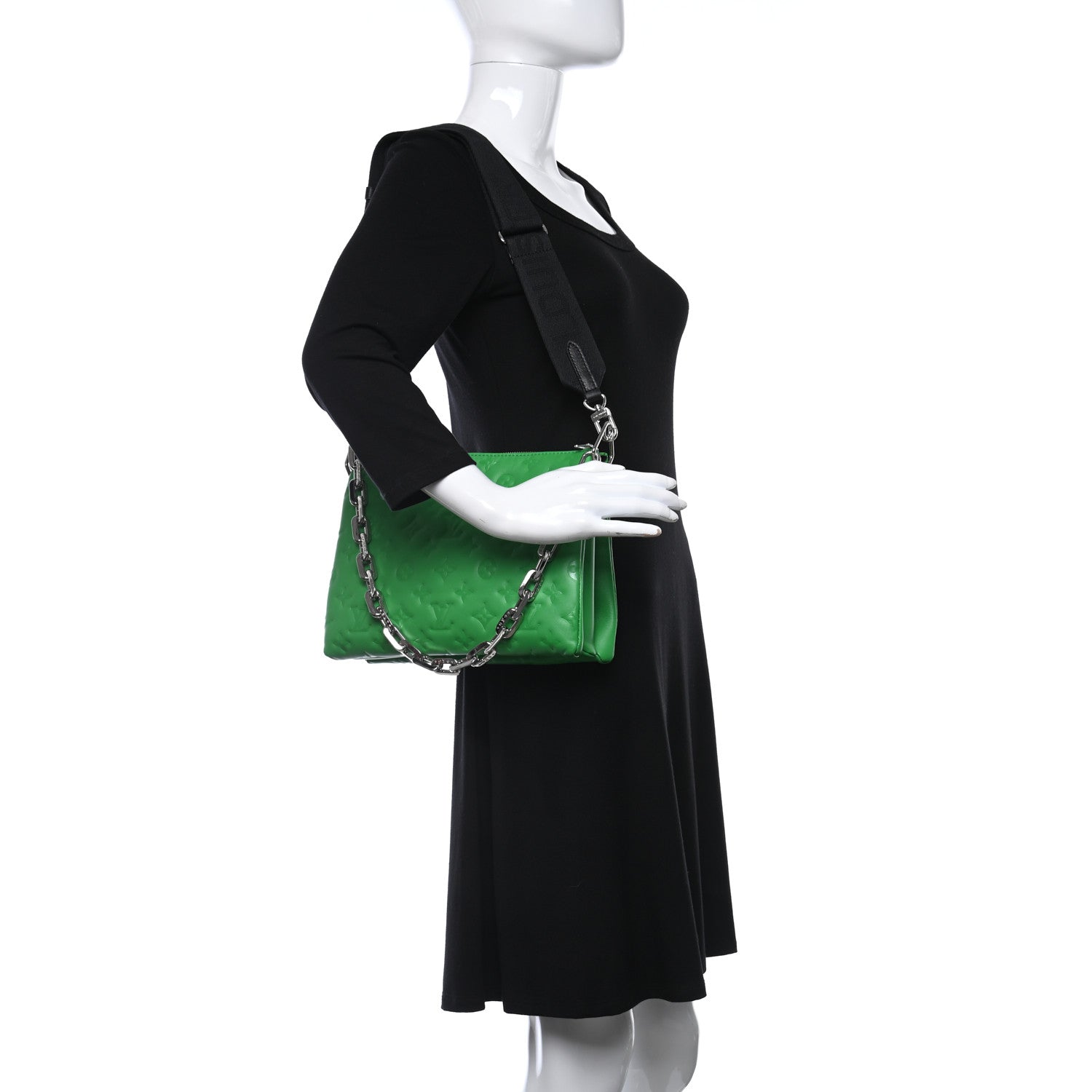 Louis Vuitton Lambskin Embossed Monogram LV Match Coussin PM Green White 2 of 10