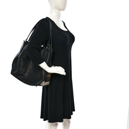 Burberry Grainy Calfskin House Check Medium Maidstone Black 2 of 13