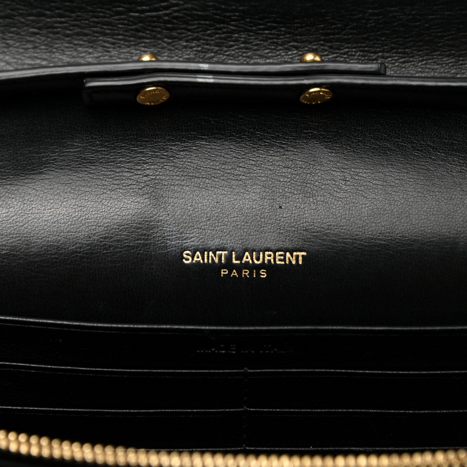 Saint Laurent Lambskin Matelasse Chevron Monogram Sulpice Chain Wallet Black 6 of 13