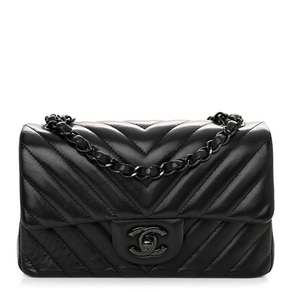 Chanel Lambskin Chevron Quilted Mini Rectangular Flap So Black 1 of 11