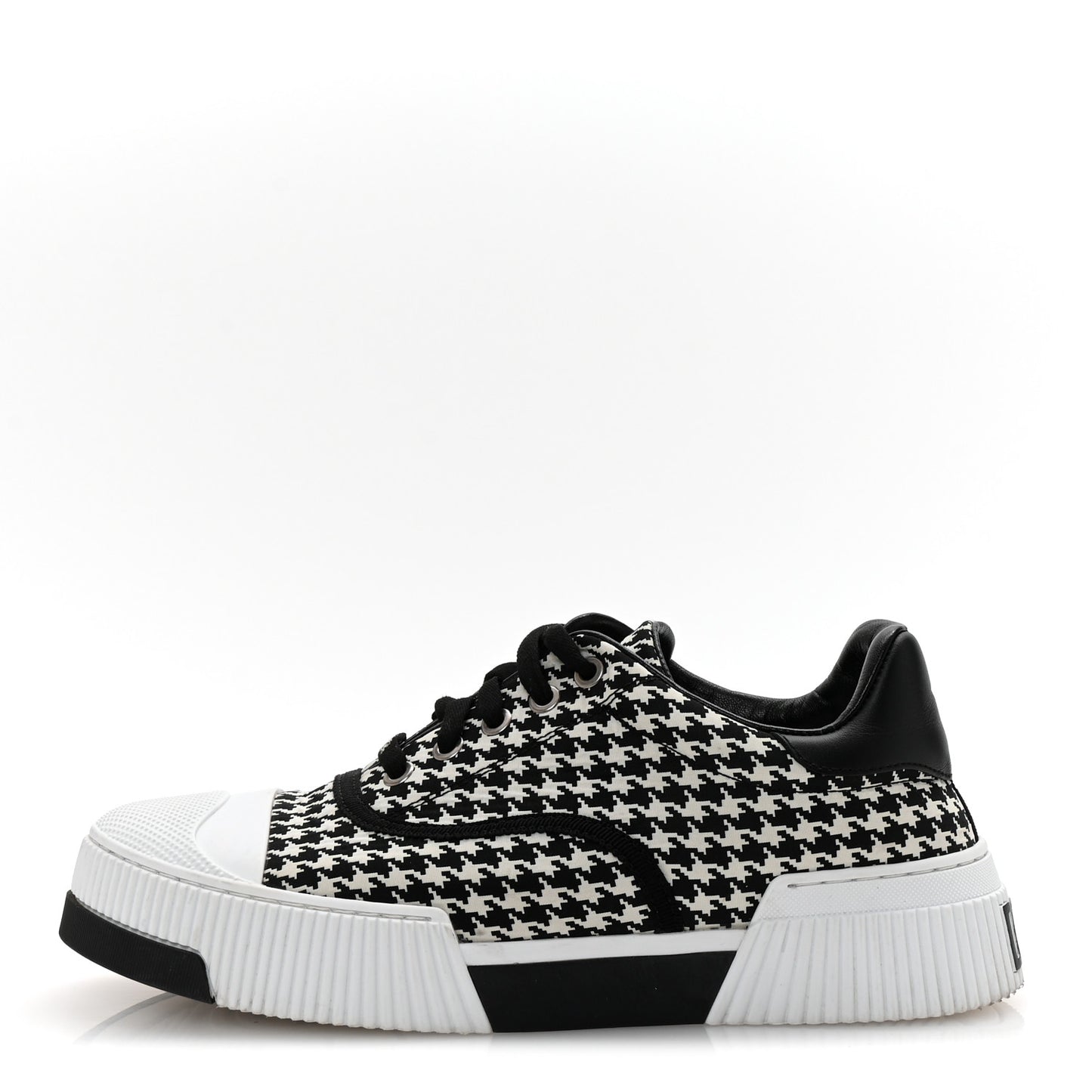 Canvas Houndstooth Embroidered D-Smash Sneakers 36.5 Black White