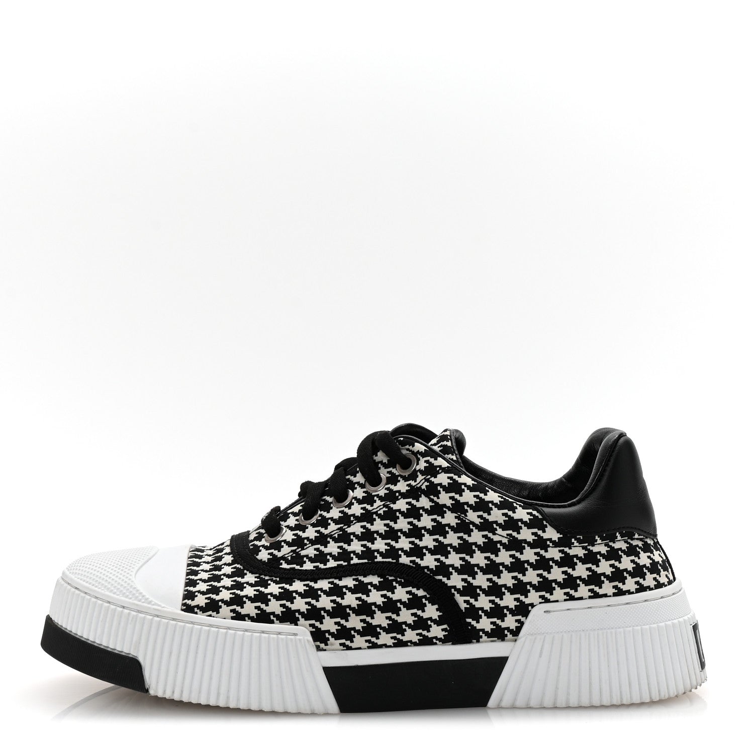Christian Dior Canvas Houndstooth Embroidered D-Smash Sneakers 36.5 Black White 1 of 10