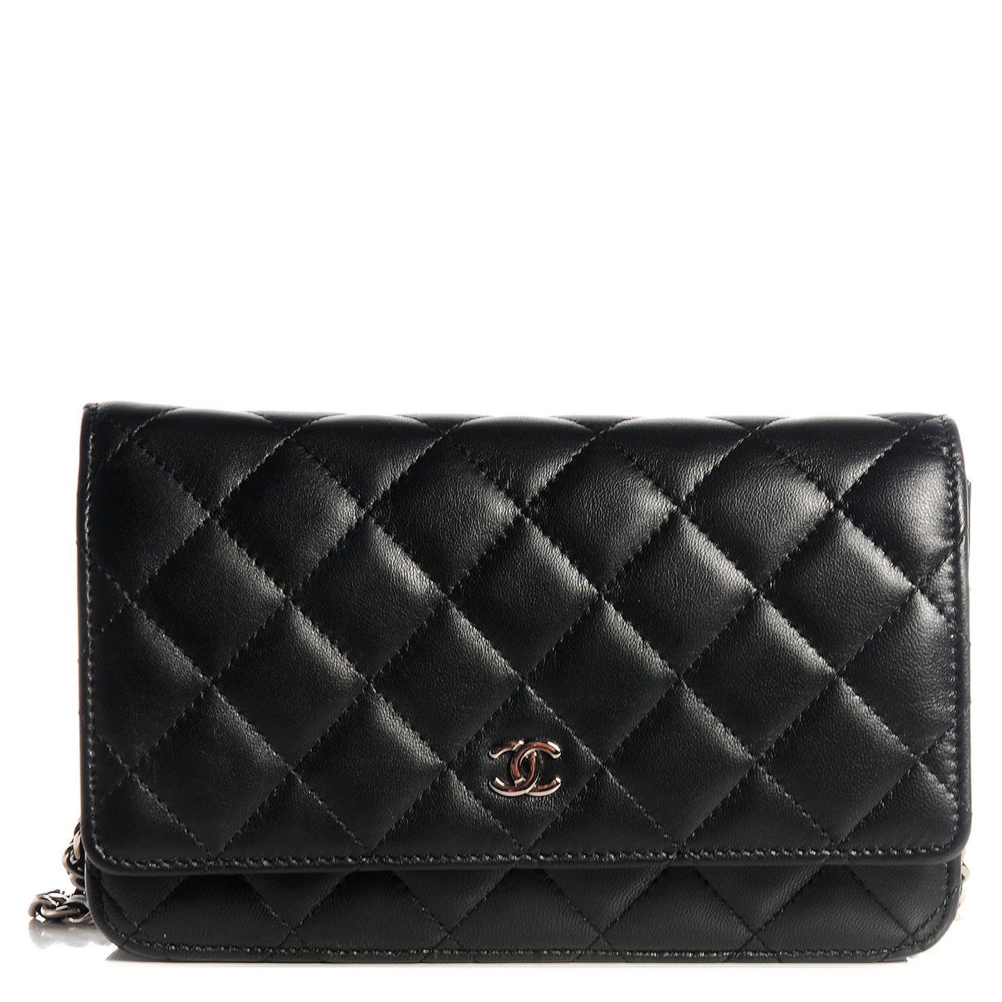 CHANEL Lambskin Quilted Wallet On Chain WOC Black