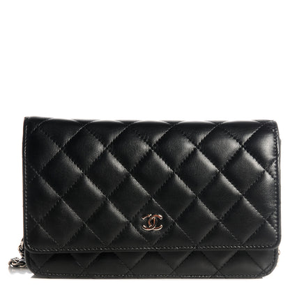 Louis Vuitton CHANEL Lambskin Quilted Wallet On Chain WOC Black 1 of 9