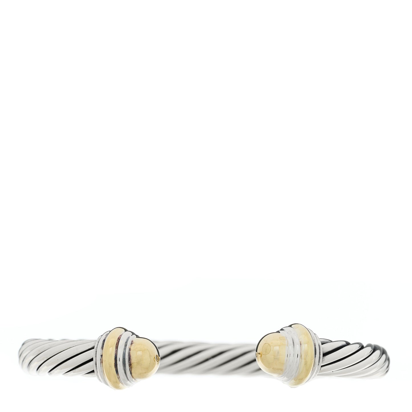 Sterling Silver 14K Yellow Gold 7mm Cable Classics Dome Bracelet