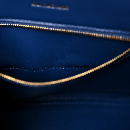 Balenciaga Shiny Calfskin Crocodile Embossed Small Hourglass Top Handle Bag Navy 7 of 14