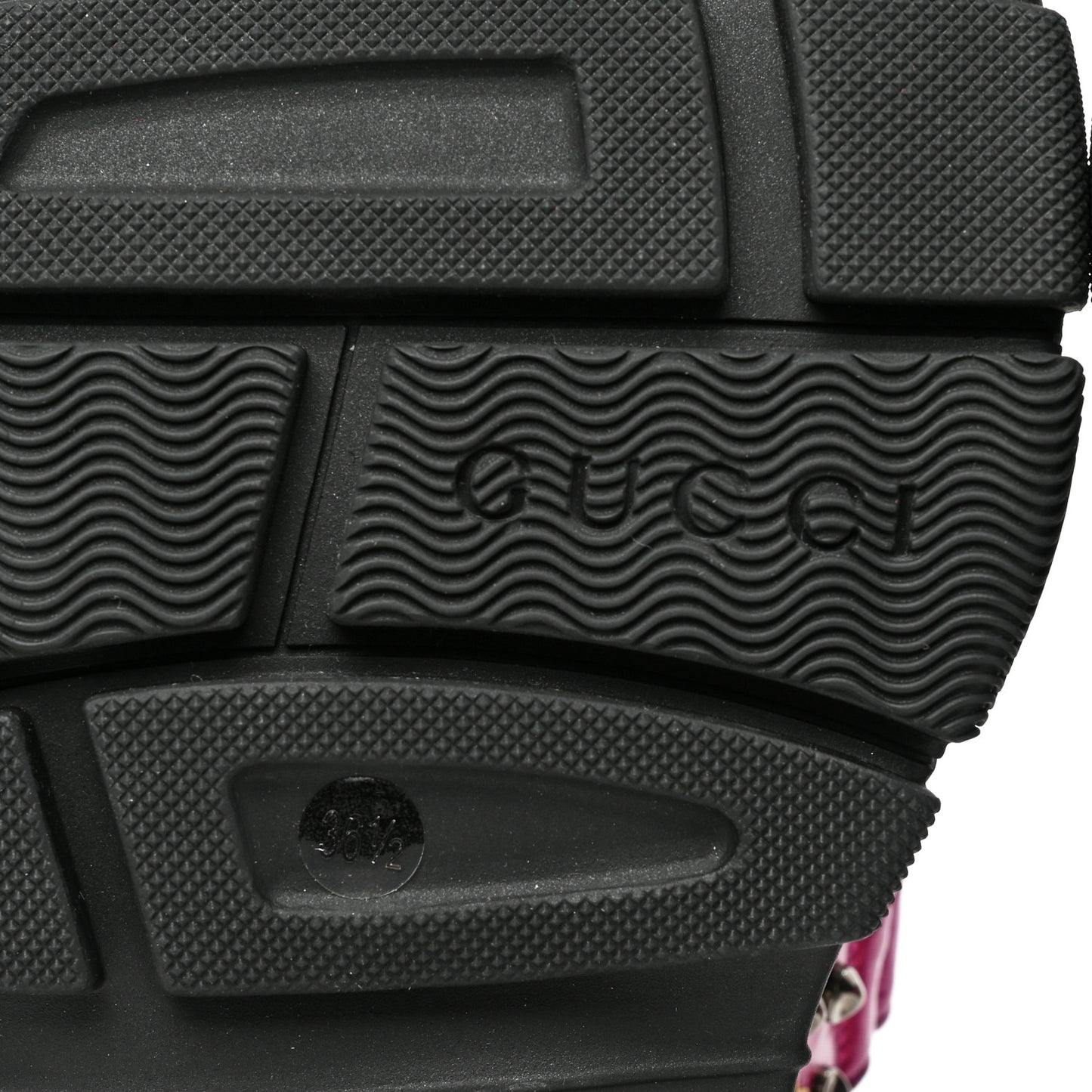 Nappa Mesh Crystal Embellished Studded Womens Aguru Sandals 36.5 Pink Black