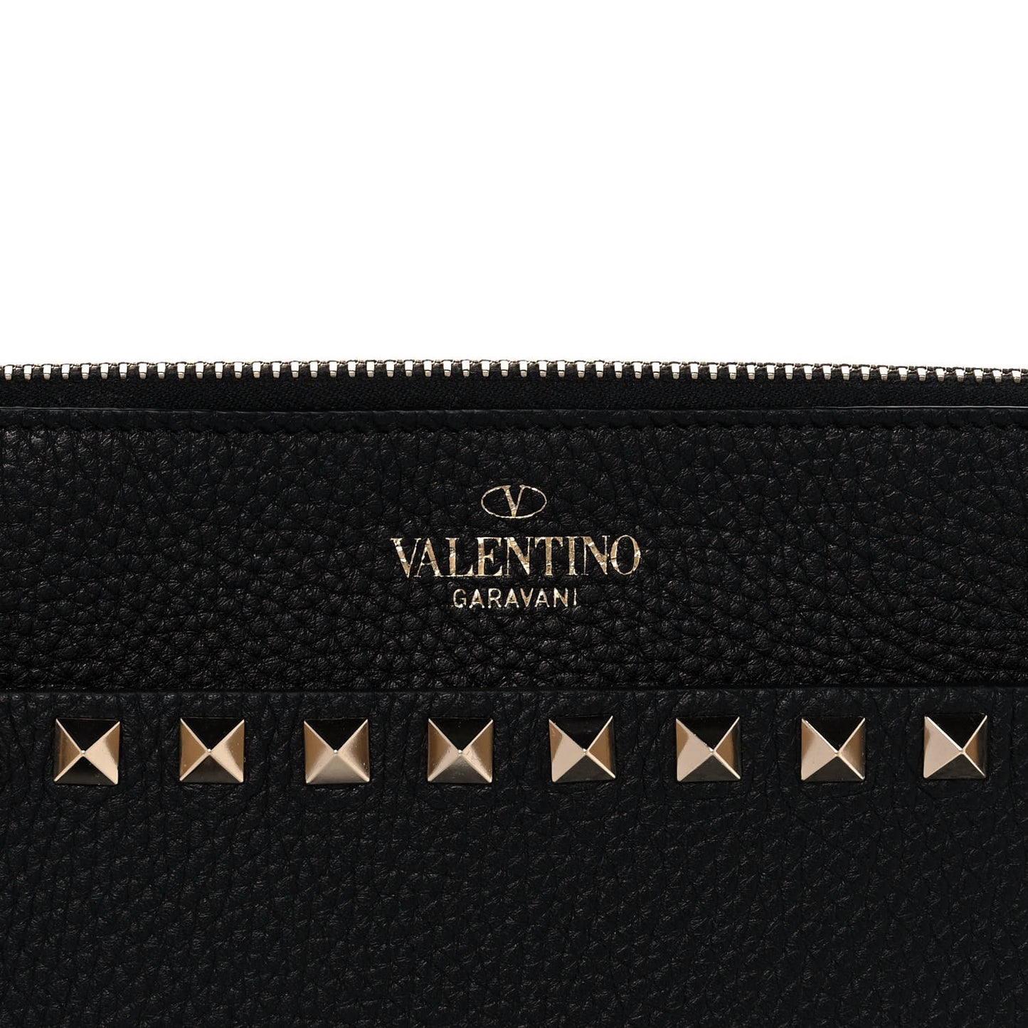 Nappa Medium Rockstud Flat Pouch Black
