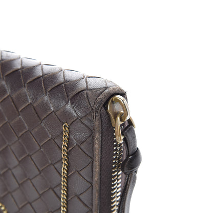 Bottega Veneta Nappa Intrecciato Zip Around Chain Wallet Ebano 13 of 20