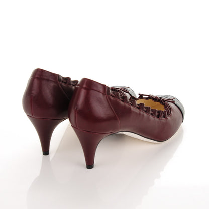 Chanel Calfskin CC Cap Toe Pumps 38.5 Bordeaux Marine Fonce 4 of 6
