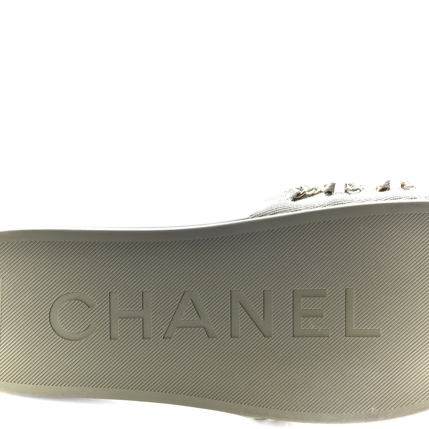 Canvas Chain Flat Sandals 39 Khaki