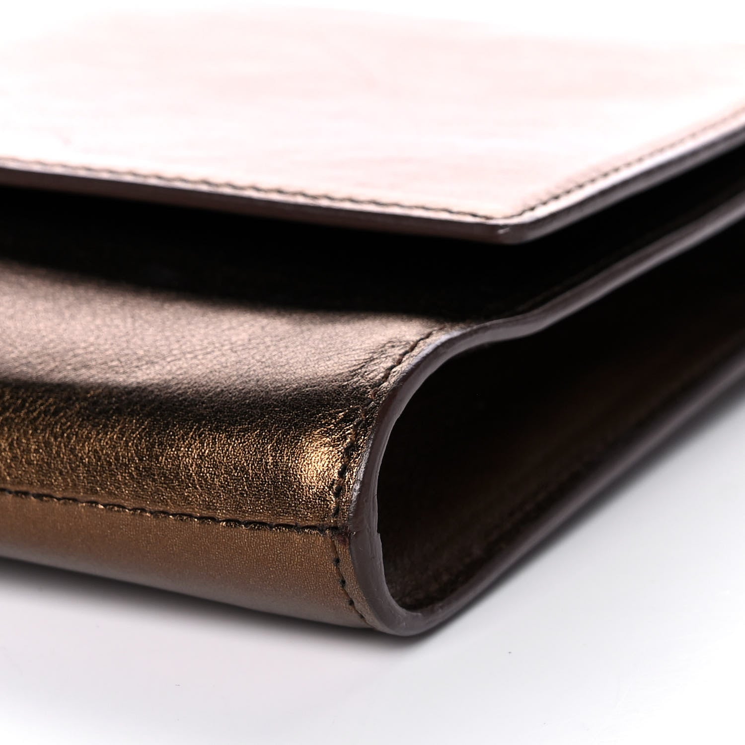 Saint Laurent Metallic Calfskin Monogram Large Belle De Jour Clutch Bronze 9 of 12