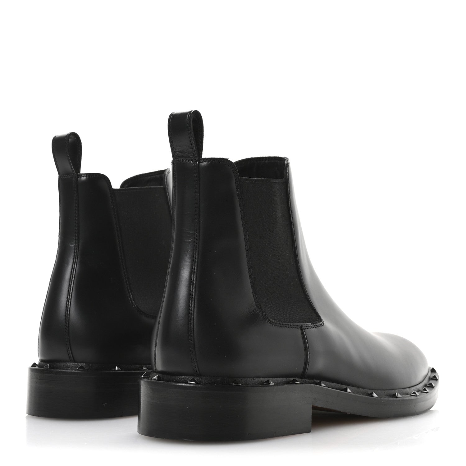 Valentino Garavani Calfskin Soul Rockstud Beatle Chelsea Ankle Boots 41 Black 10 of 18