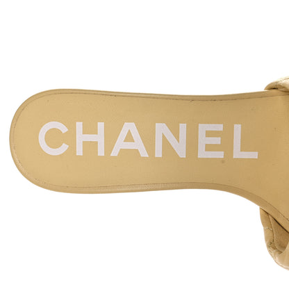 Chanel Lambskin Quilted Textured CC Mules 37 Yellow 8 of 10
