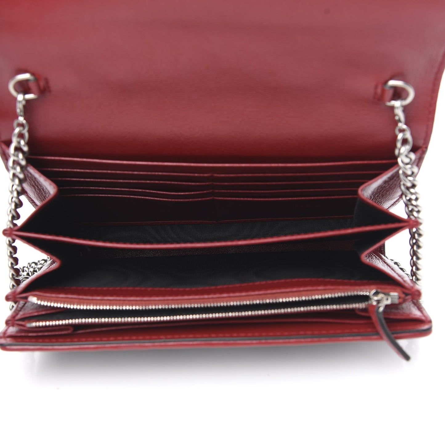 Tweed GG Monogram Mini Dionysus Chain Wallet Black White Romantic Cherry