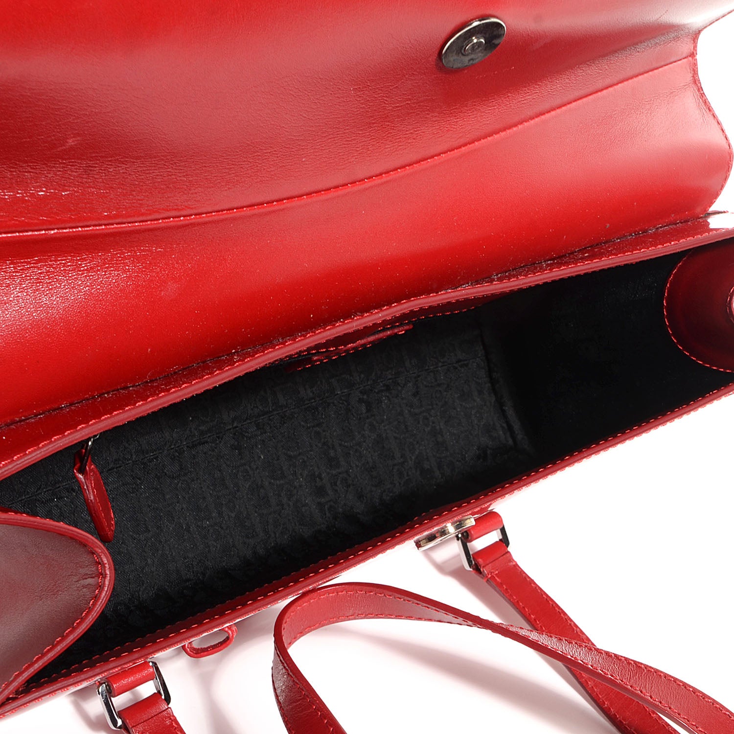 Christian Dior Smooth Leather Saddle Shoulder Bag Red 5 of 7