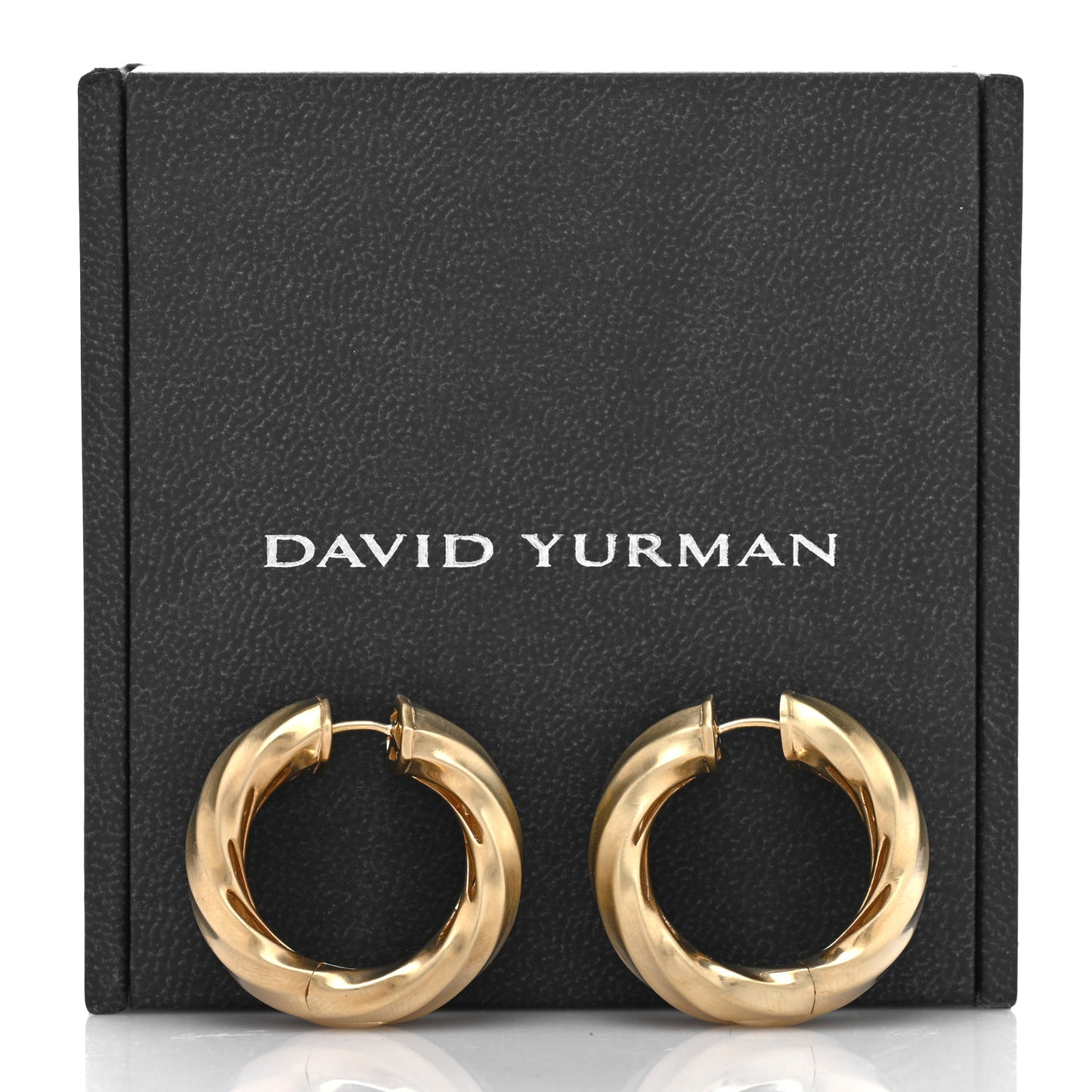 Yellow Gold Cable Edge Hoop Earrings