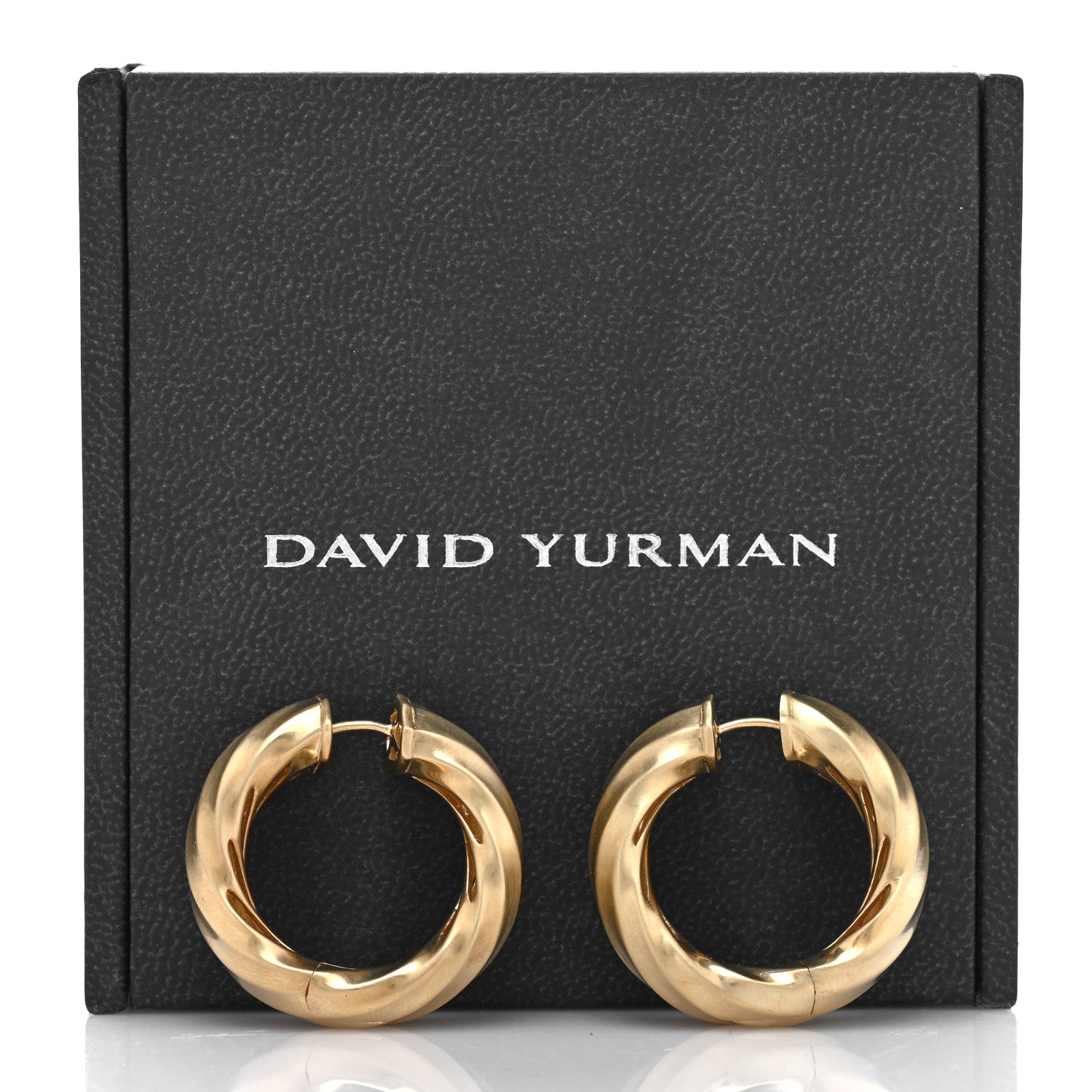 David Yurman Yellow Gold Cable Edge Hoop Earrings 5 of 5