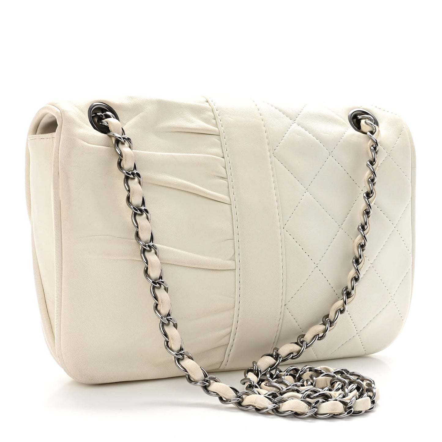 Lambskin Quilted Pile Ou Face Flap White