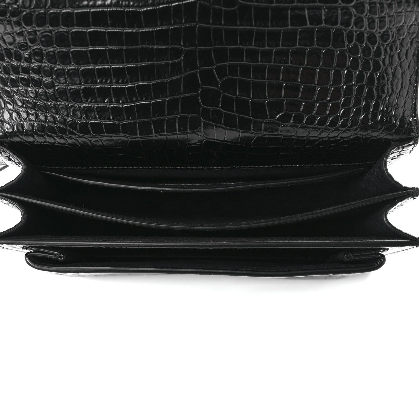 Calfskin Crocodile Embossed Medium Monochrome Monogram Sunset Black