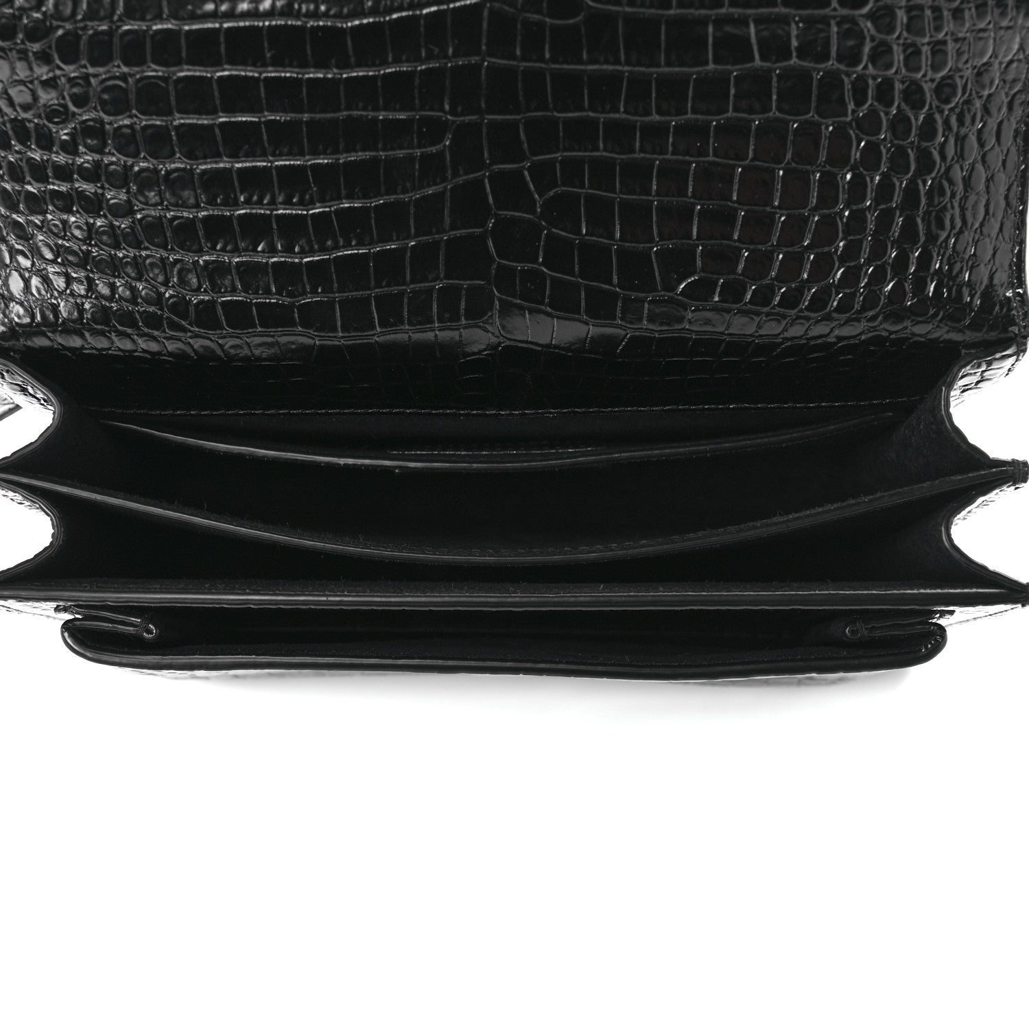 Saint Laurent Calfskin Crocodile Embossed Medium Monochrome Monogram Sunset Black 4 of 9