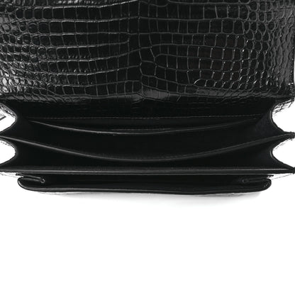 Saint Laurent Calfskin Crocodile Embossed Medium Monochrome Monogram Sunset Black 4 of 9