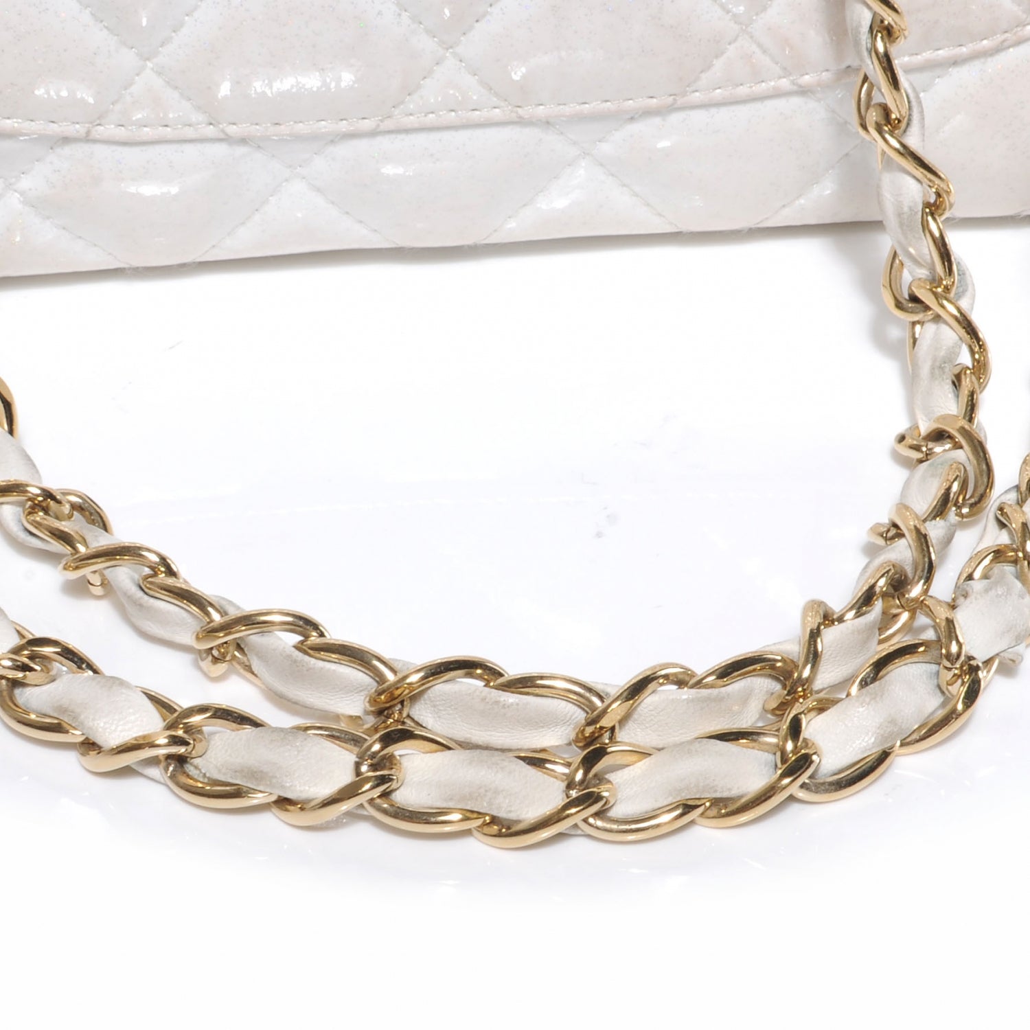 Chanel Patent Quilted Evening Star Jumbo Flap White 6 of 11
