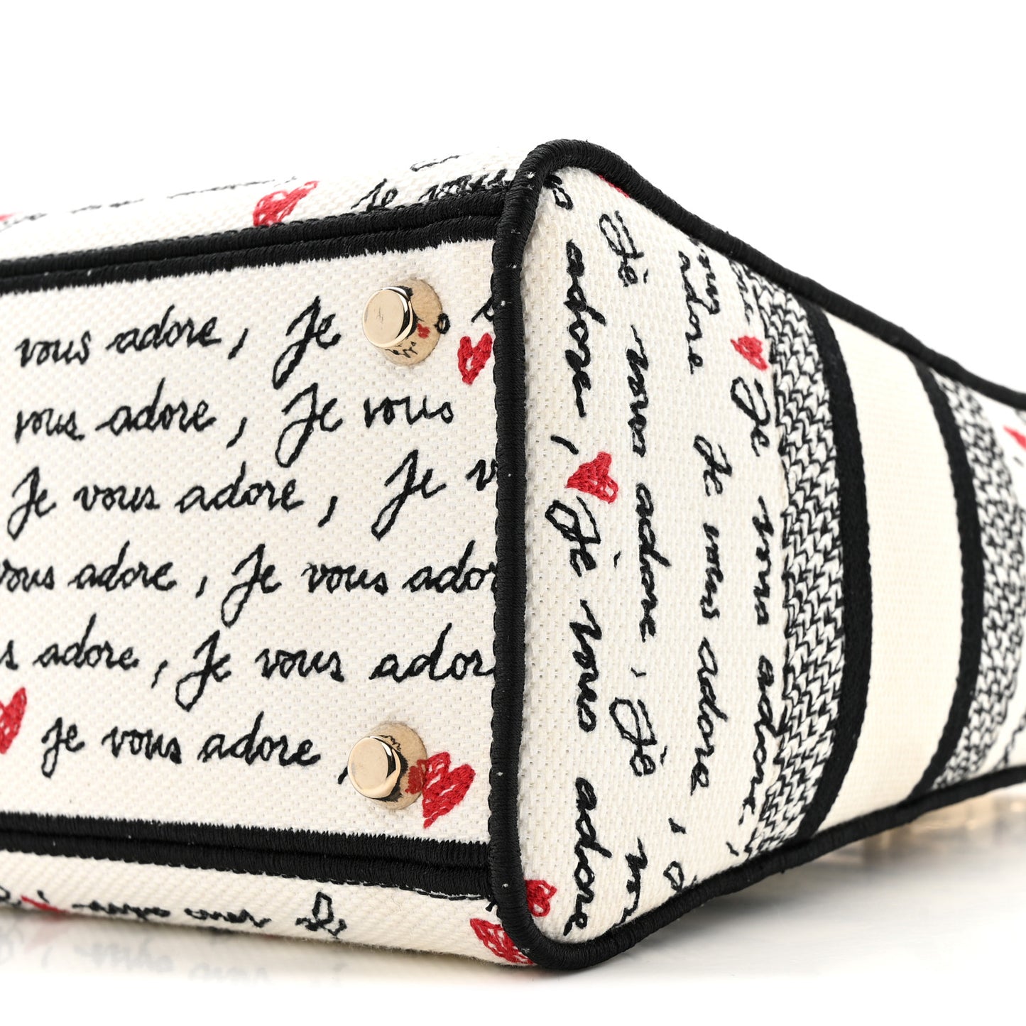 Canvas Embroidered Dioramour Je Vous Adore Medium Lady D-Lite  White Black Red