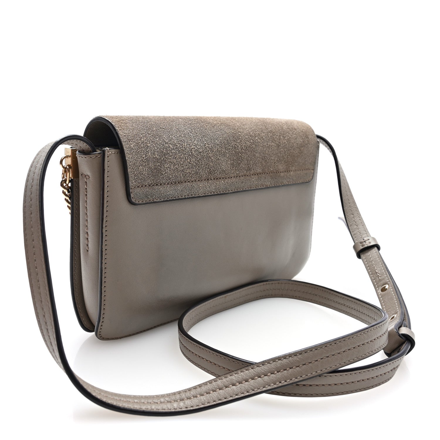 Chloe Suede Calfskin Small Faye Shoulder Bag Motty Grey 3 of 9