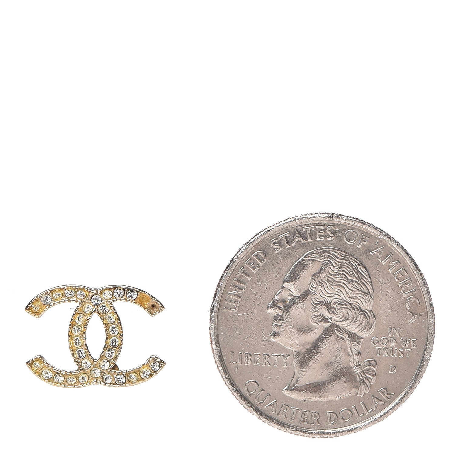 Chanel Crystal Timeless CC Earrings Gold 2 of 6