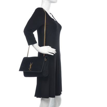 Saint Laurent Smooth Calfskin Suede Medium Reversible Monogram Kate Satchel Black 2 of 8