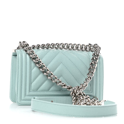 Chanel Caviar Chevron Quilted Small Boy Flap Light Blue 2 of 4