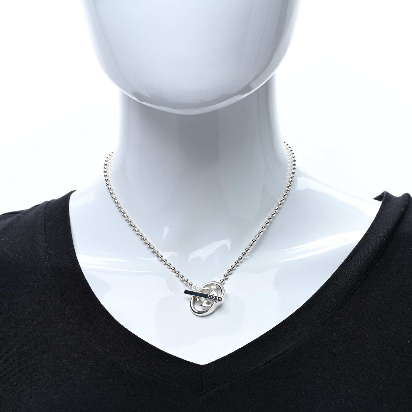 Sterling Silver Interlocking G Brit Toggle Necklace