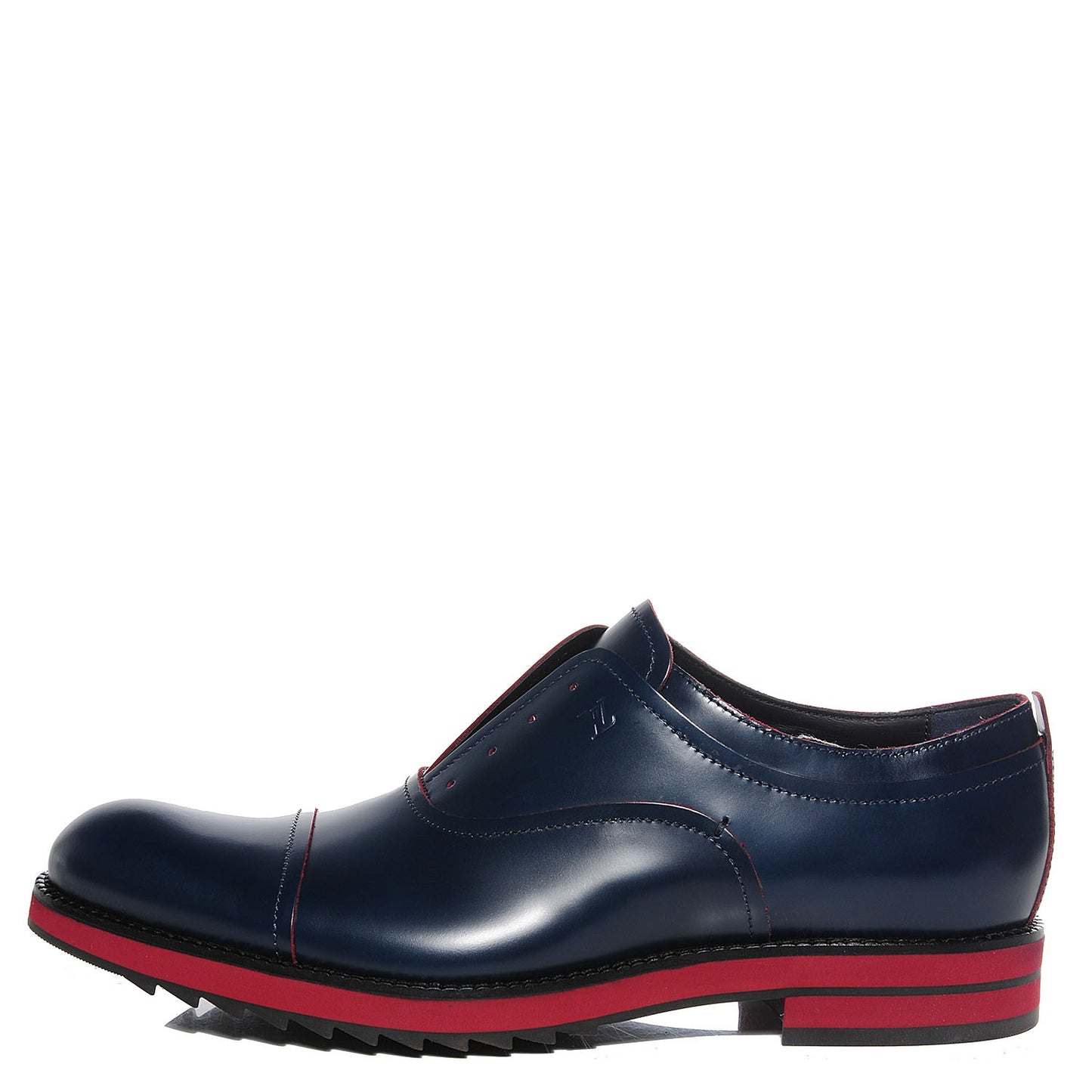 Glazed Calfskin Steel Richelieu Mens Oxfords 10 Marine