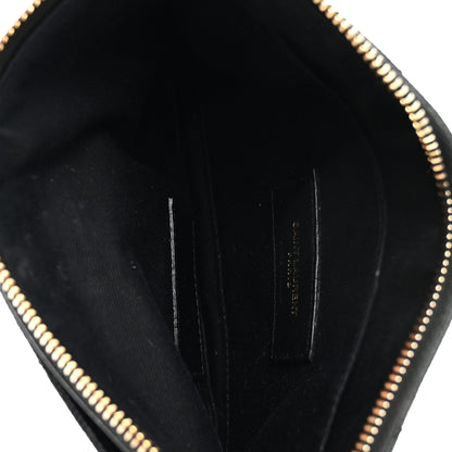 Saint Laurent Grain De Poudre Chevron Monogram Bill Pouch Black 5 of 8