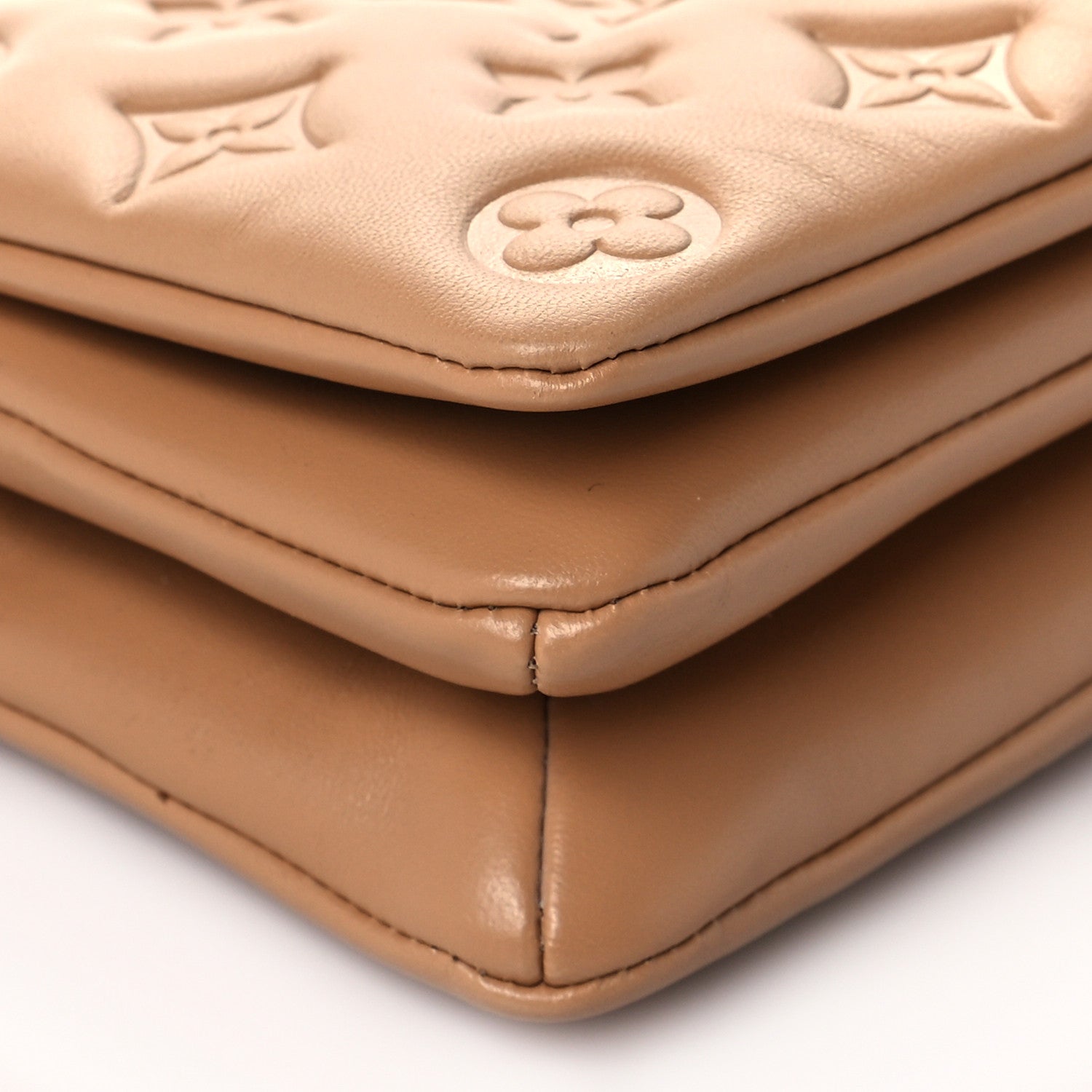 Louis Vuitton Lambskin Embossed Monogram Pochette Coussin Camel 8 of 9