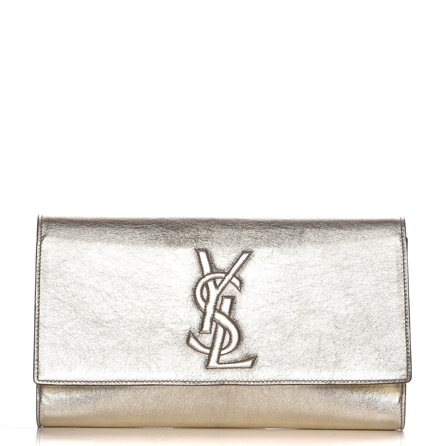 Saint Laurent Metallic Calfskin Monogram Large Belle De Jour Clutch Gold 1 of 7