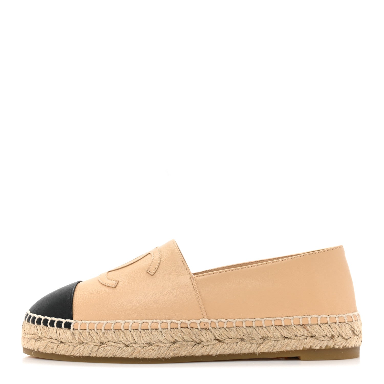 Chanel Lambskin CC Espadrilles 38 Beige Black 1 of 8