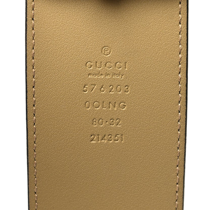 Gucci Calfskin Striped Textured Double G 50mm Belt 80 32 Black Beige 5 of 5