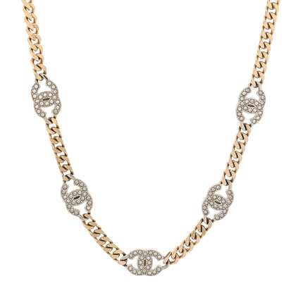 Chanel Crystal Chain CC Link Choker Gold Silver 1 of 5