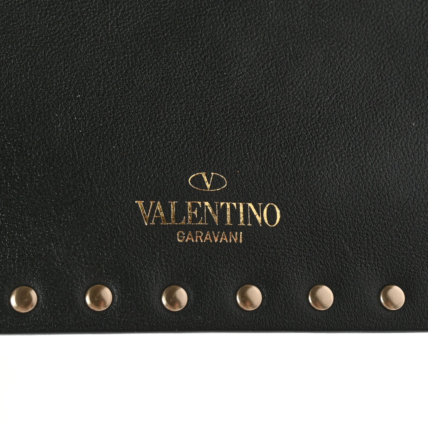 Pebbled Calfskin Large Rockstud Zip Pouch Black
