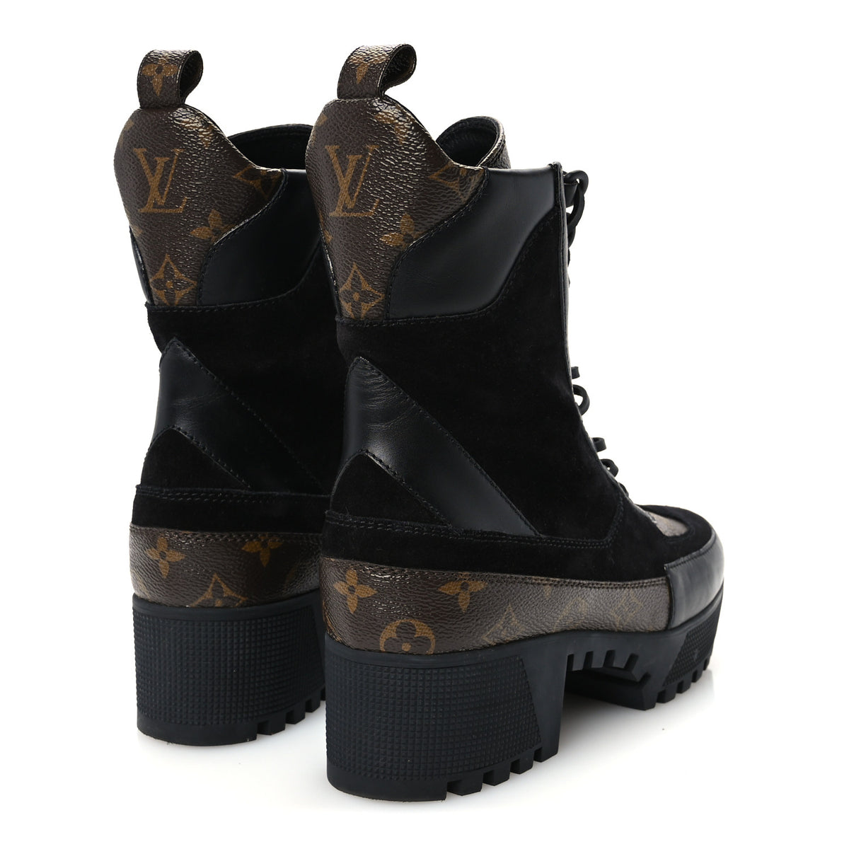 Louis Vuitton Suede Calfskin Monogram Laureate Platform Desert Boots 40 Black 5 of 10