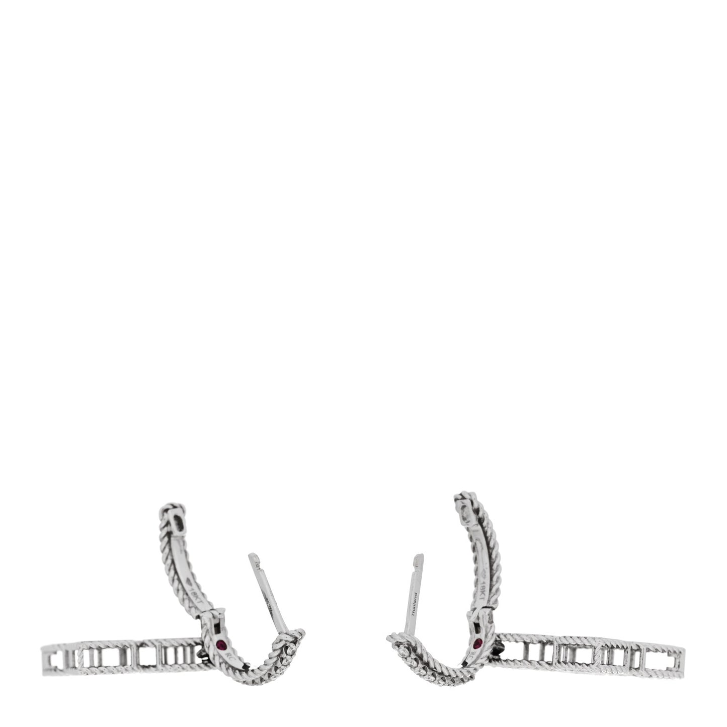 18K White Gold Diamond Venetian Princess Pave Flower Drop Earrings