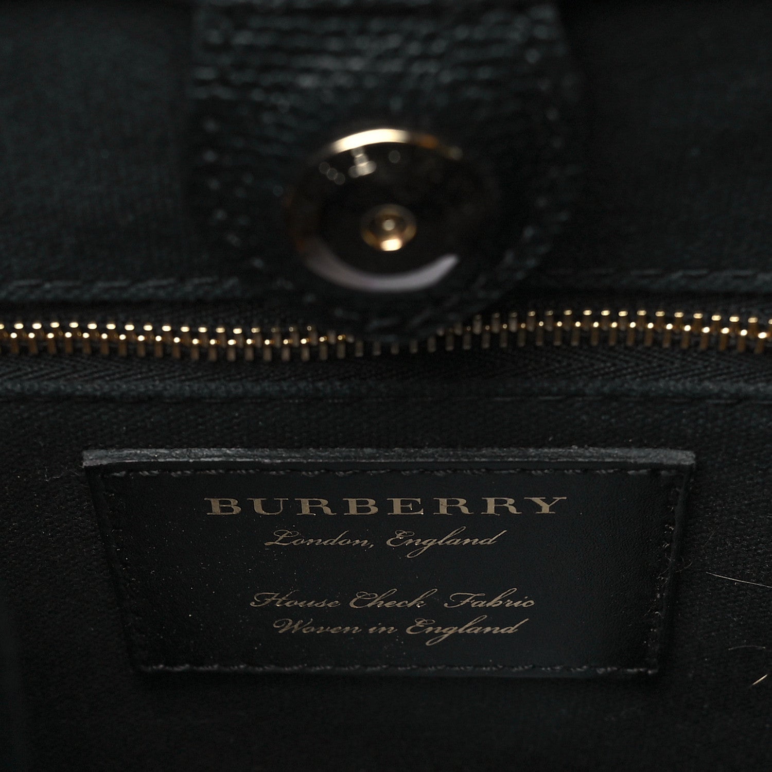 Burberry Derby Calfskin House Check Medium Banner Tote Black 7 of 10