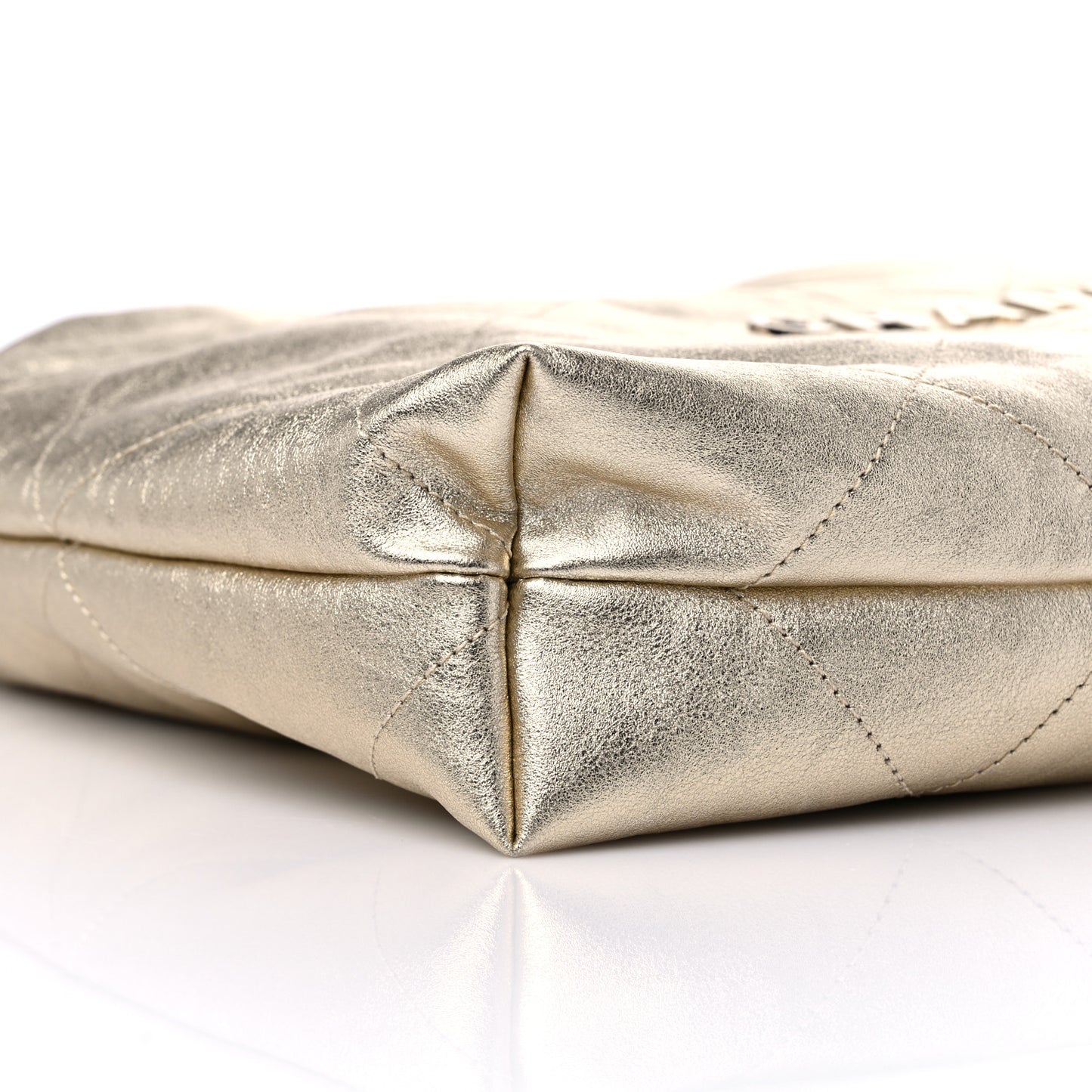 Metallic Calfskin Quilted Chanel 22 Golden