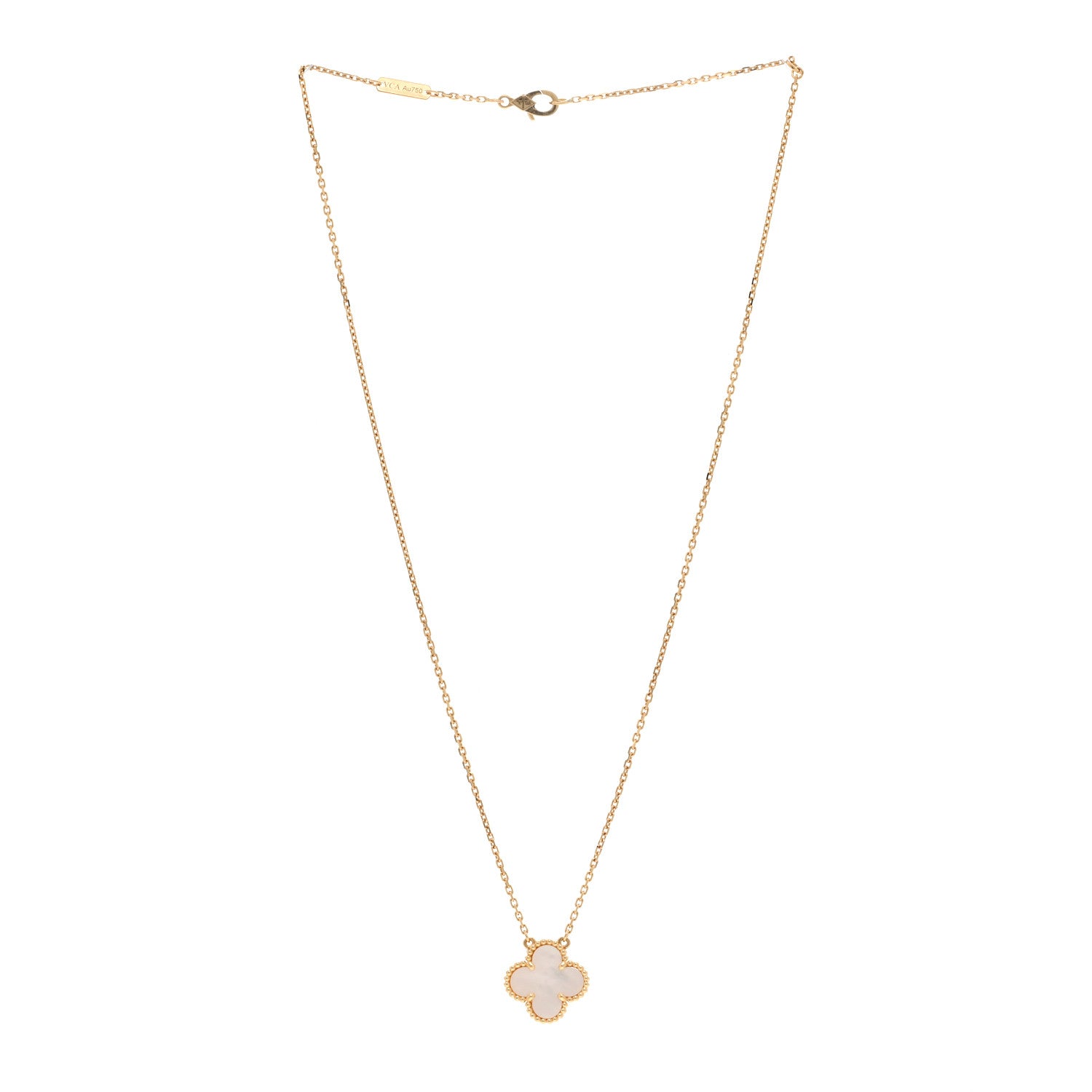 Van Cleef & Arpels VAN CLEEF & ARPELS 18K Yellow Gold Mother of Pearl Vintage Alhambra Pendant Necklace 3 of 6