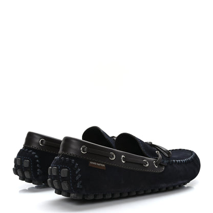 Louis Vuitton Suede Mens Arizona Car Shoe Moccasin Loafers 7 Marine 4 of 7