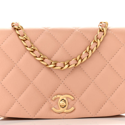 Chanel Calfskin Quilted Coco Mail Clutch With Chain Light Pink 9 of 11